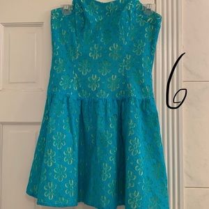 EUC size 2 tenley dress in turquoise lace me up